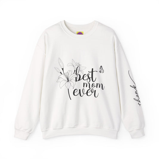 Sudadera Personalizada “Best Mom Ever” Unisex – Regalo para el Día de la Madre con Diseño Floral y Estilo Cómodo
